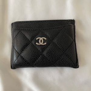 CHANEL Black Caviar Card Holder
